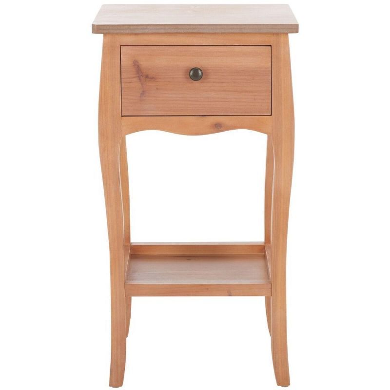 Transitional Black/Brown Fir Wood End Table with Storage