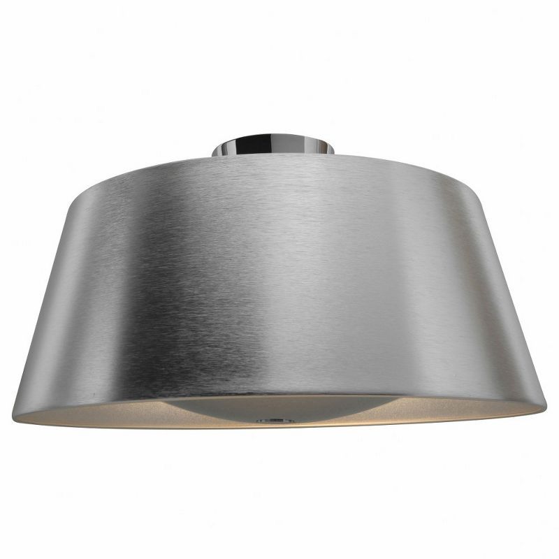 Brushed Silver LED Drum Flush Mount Light