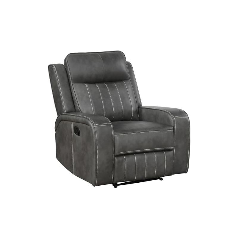 Gray Leather Glider Recliner with Manufactured Wood Frame