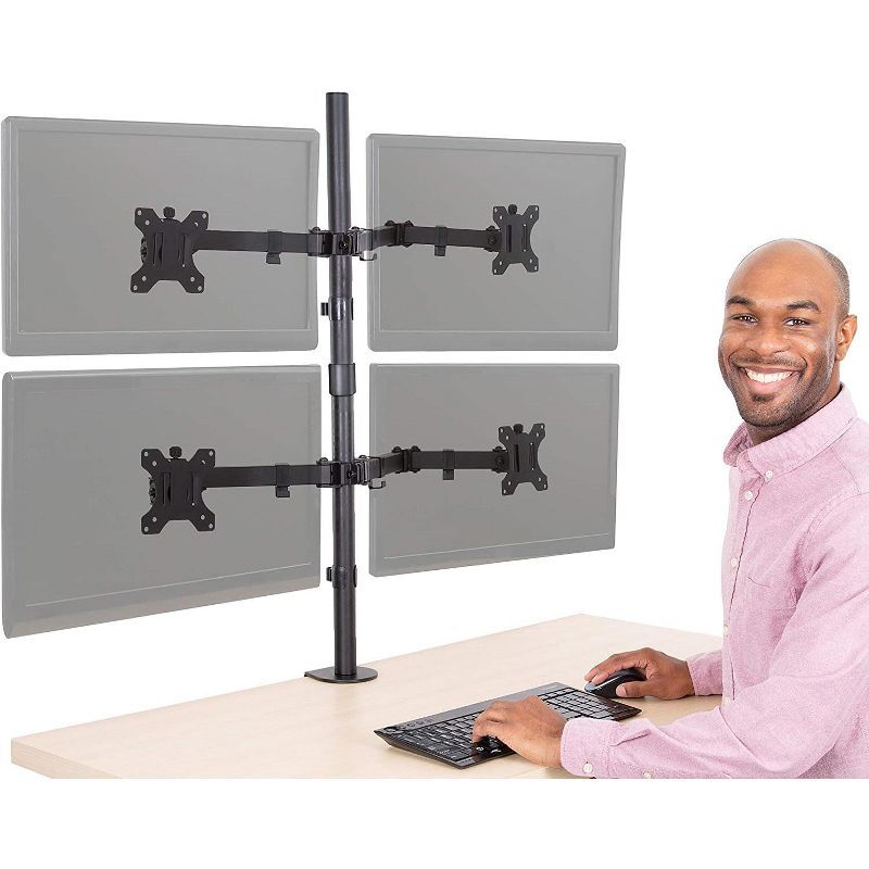 Adjustable Black Quad Monitor Mount with VESA Compatibility