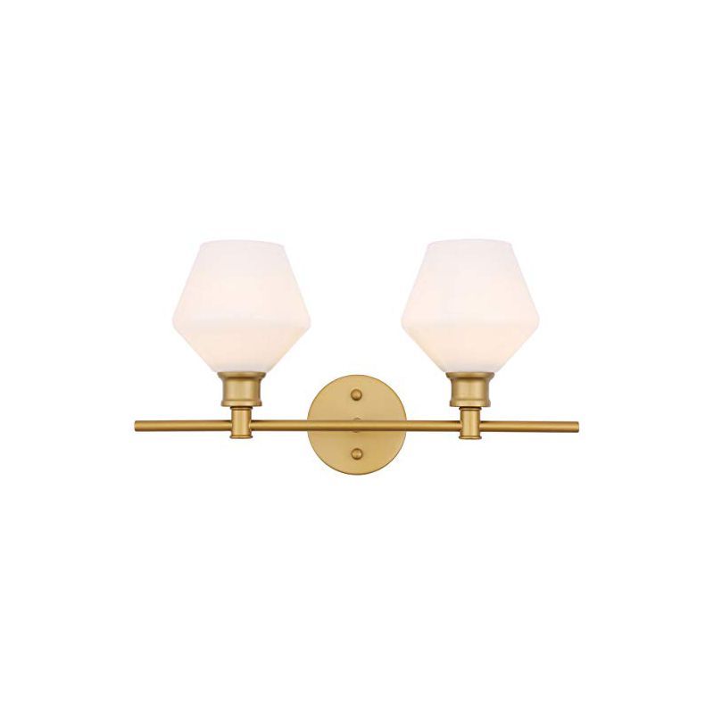 Gene 2-Light Brass and Frosted White Glass Wall Sconce