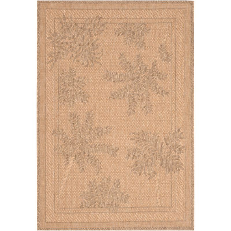 Natural Gold Flat Woven Rectangular Synthetic Area Rug