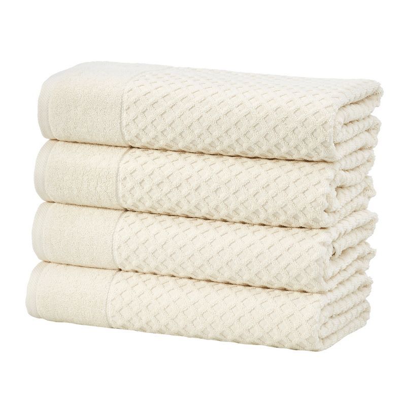 Ivory Cotton Quick-Dry Textured Bath Towel Set for Kids (4 Pack)