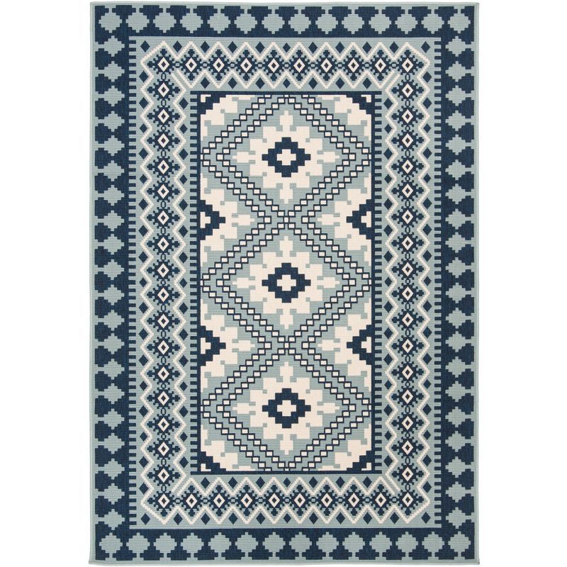 Blue 5' x 7' Stain-Resistant Synthetic Indoor/Outdoor Rug