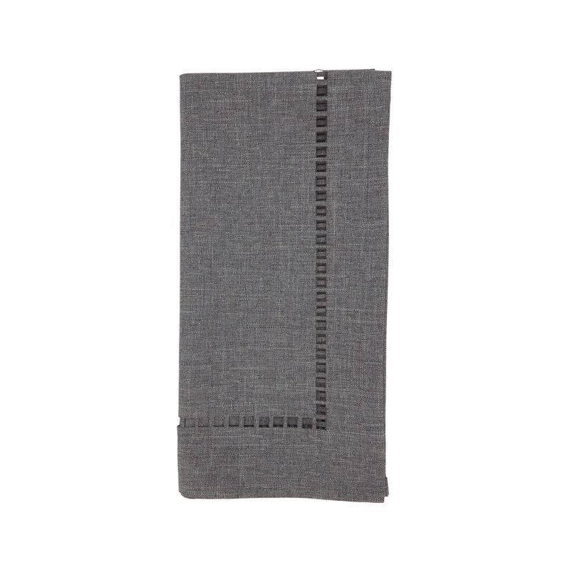 Charcoal 20" Laser-Cut Hemstitch Napkin Set of 4