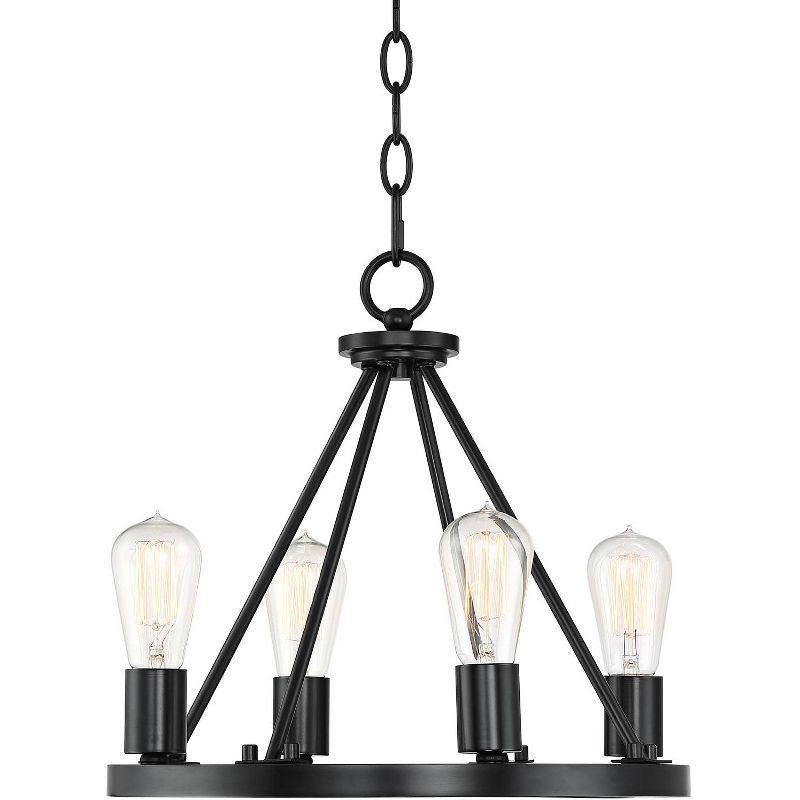 Lacey 17" Black Iron Rustic Farmhouse 4-Light LED Chandelier