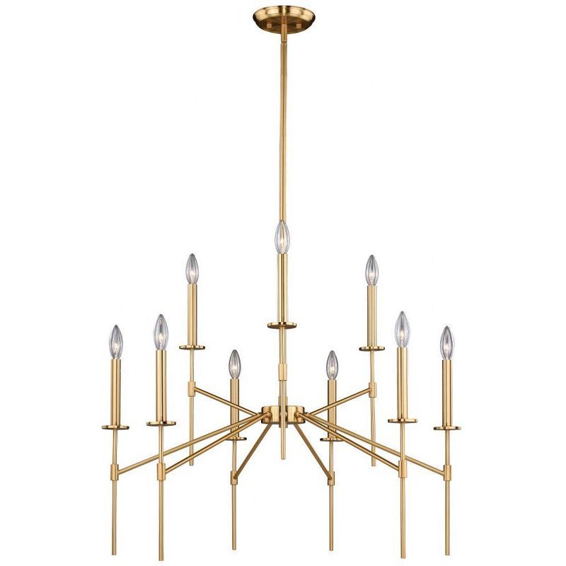 Kedzie 32" Natural Brass 9-Light Mid-Century Modern Chandelier