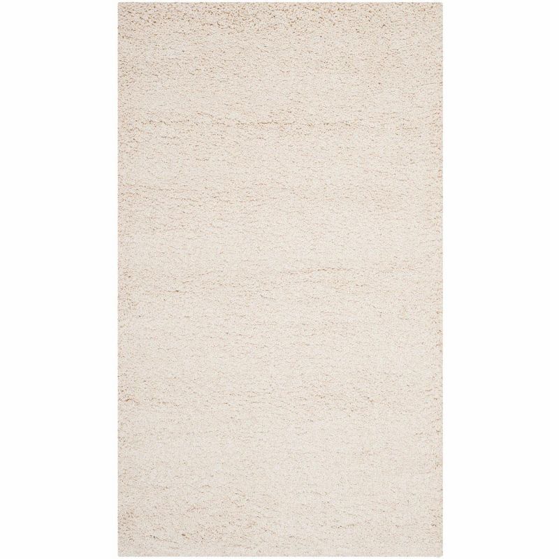 Ivory 4' x 6' Rectangular Synthetic Shag Rug