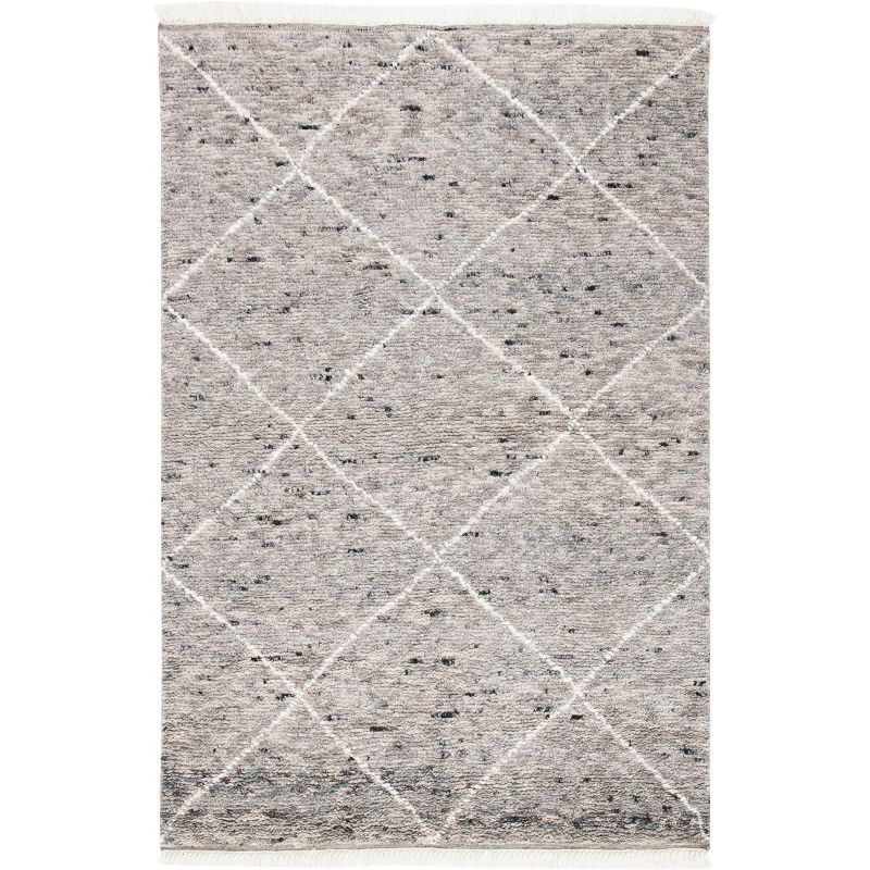 Gray Hand-Knotted Wool Shag Area Rug