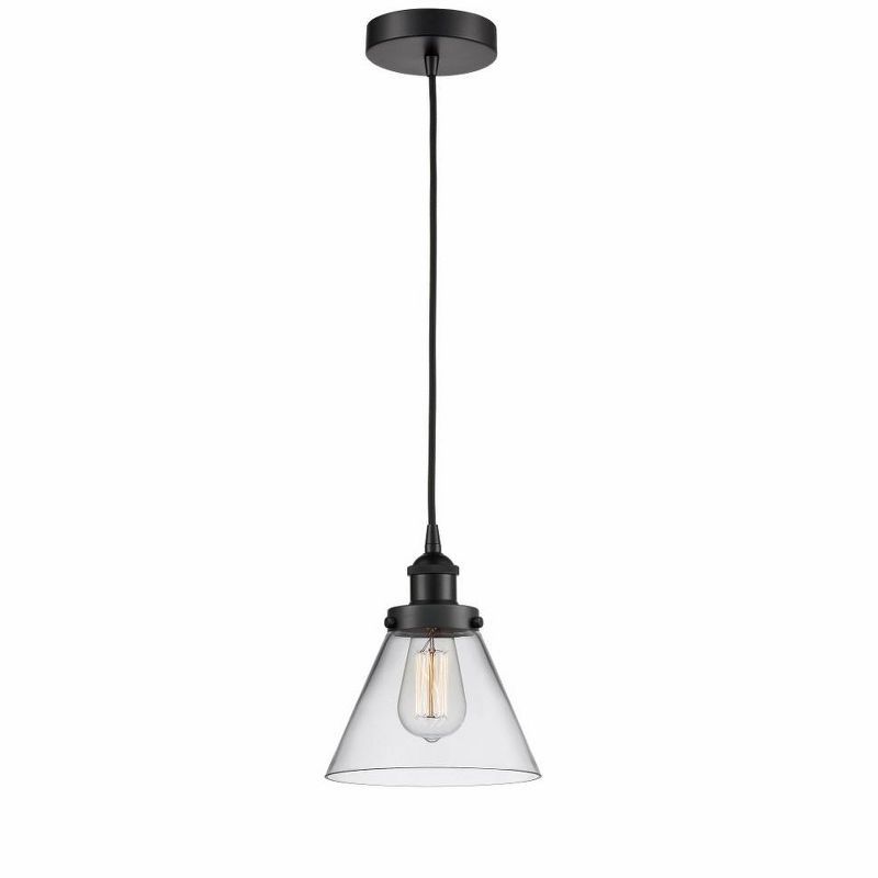 Matte Black and Clear Glass Mini Pendant Light