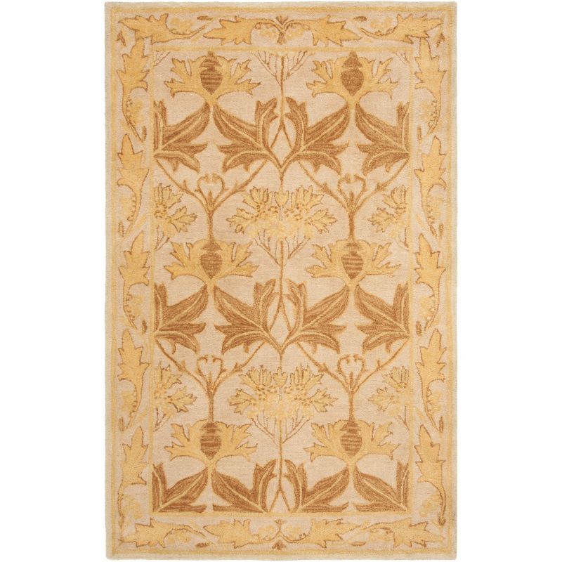 Elegant Ivory & Gold Hand-Tufted Wool Area Rug - 5' x 8'