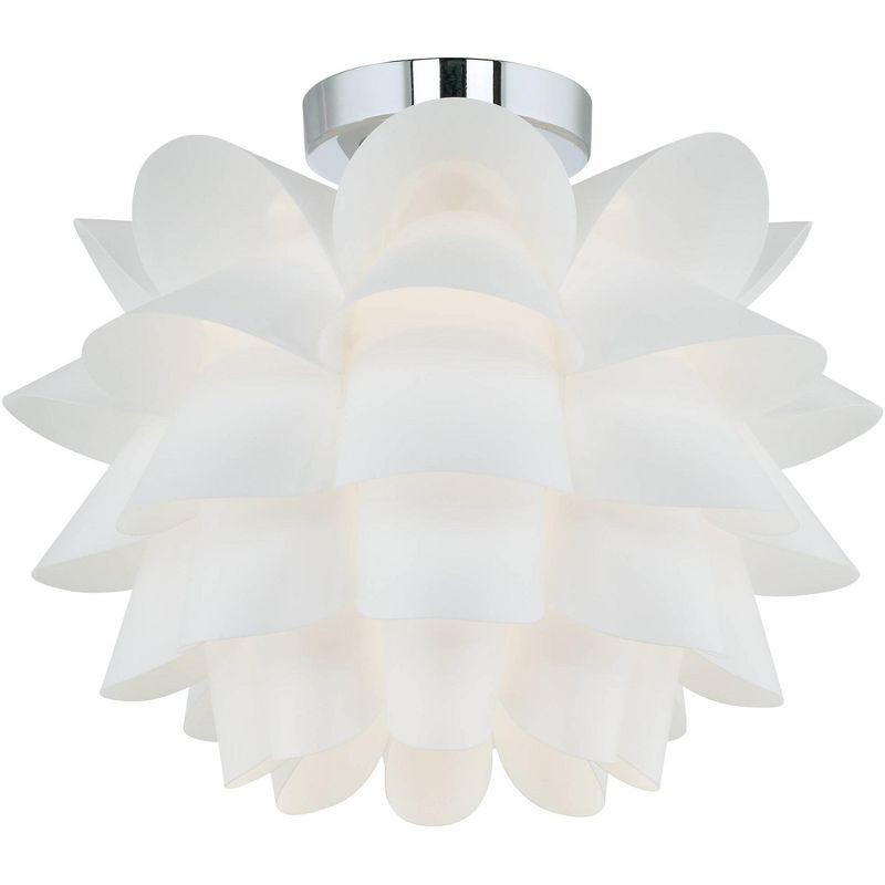 Modern Petal Design Semi-Flush Ceiling Light in White and Chrome