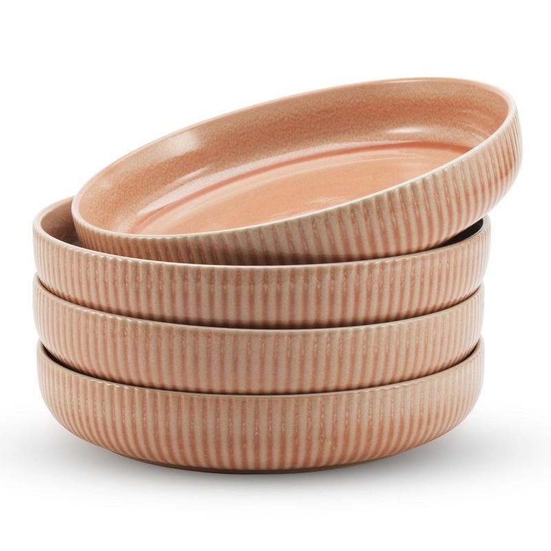 Blush Ceramic 9-Inch Wide Shallow Pasta Bowls Set