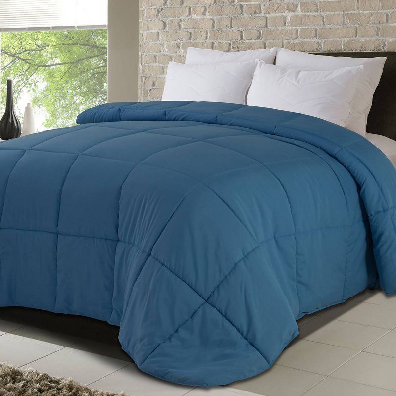 Full Blue Reversible Down Alternative Microfiber Comforter Set