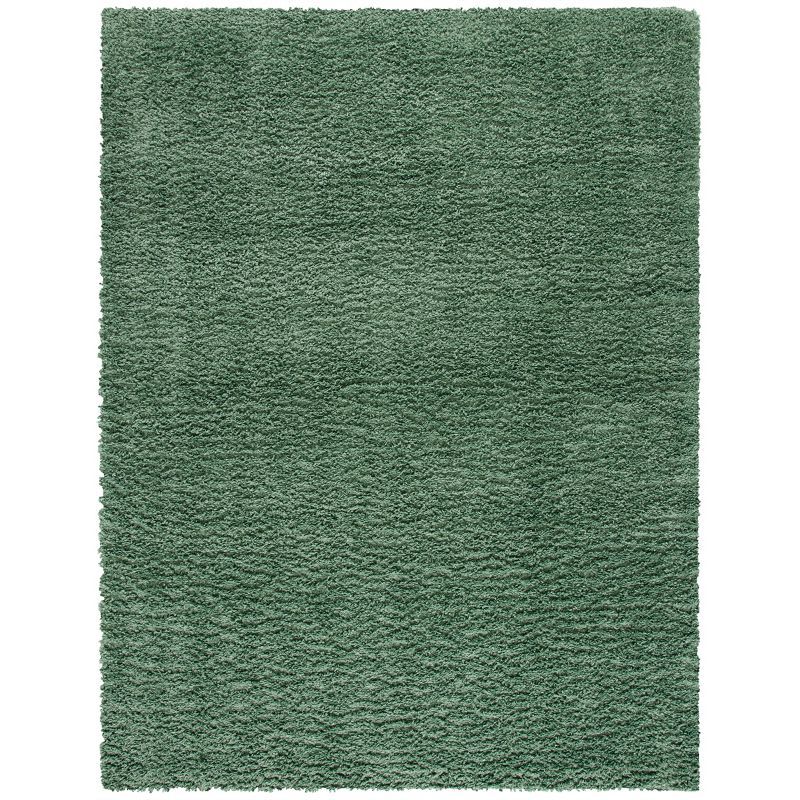 Green Plush Shag Area Rug, 9' x 12', Easy Care