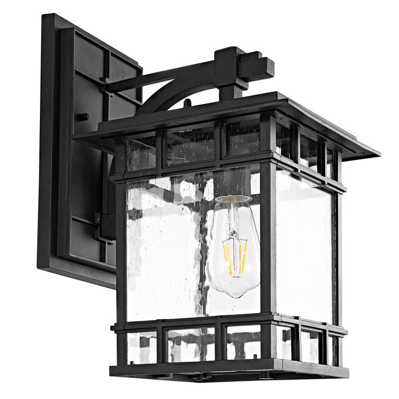 Black Geometric Mission Style Outdoor Wall Lantern