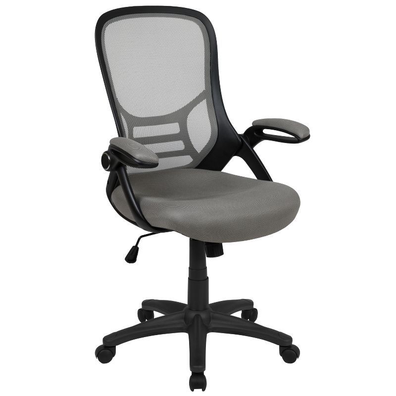 Light Gray High-Back Mesh Ergonomic Swivel Chair with Adjustable Arms