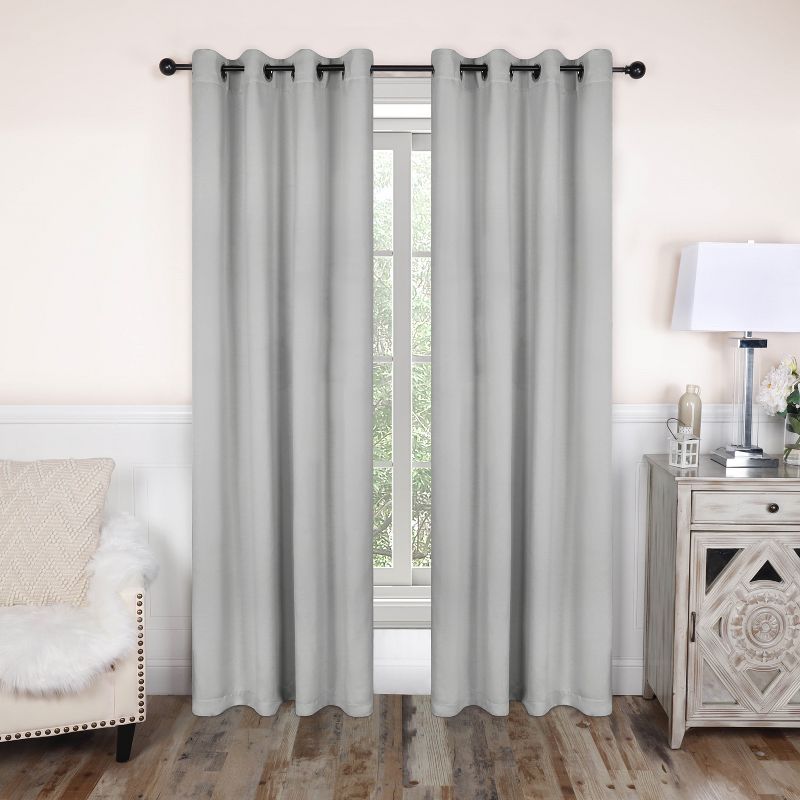 Classic Marshmellow Gray Room Darkening Blackout Curtains, Set of 2, 52"x63"