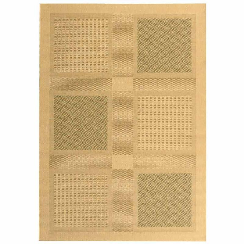 Natural Olive Geometric Flat Woven Indoor/Outdoor Area Rug 9' x 12'