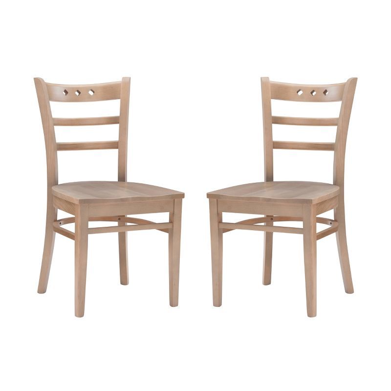 Natural Wood Ladderback Side Chair Set of 2