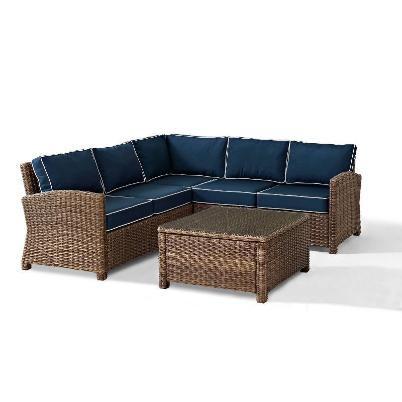 Bradenton 4-Piece Navy Cushions Steel Outdoor Sectional Set