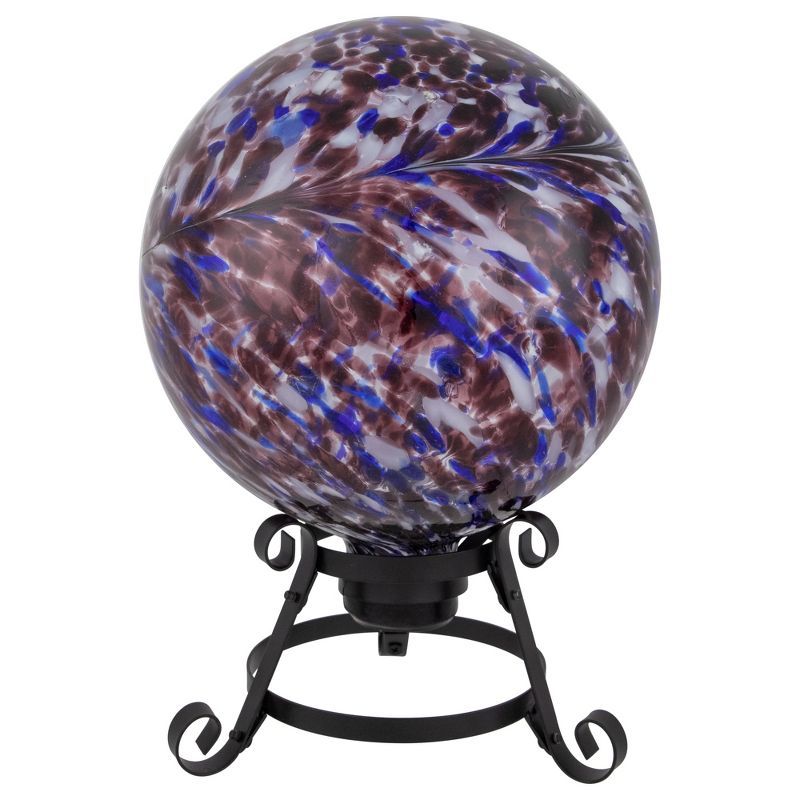 Purple and White Swirl Glass Garden Gazing Ball, 10-inch