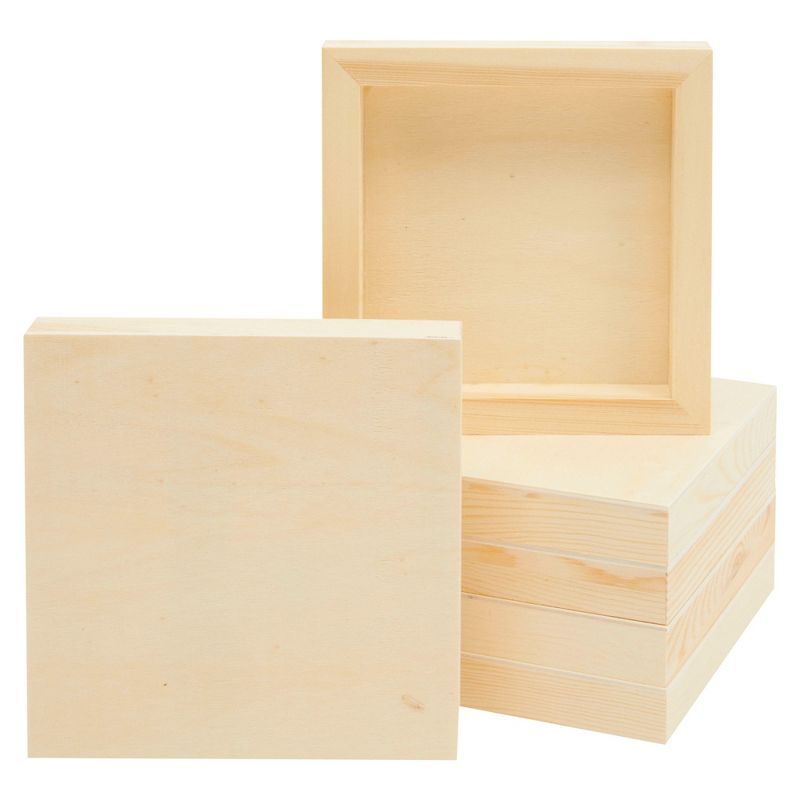 6 Pack Natural Pinewood Square Canvas Boards for Painting