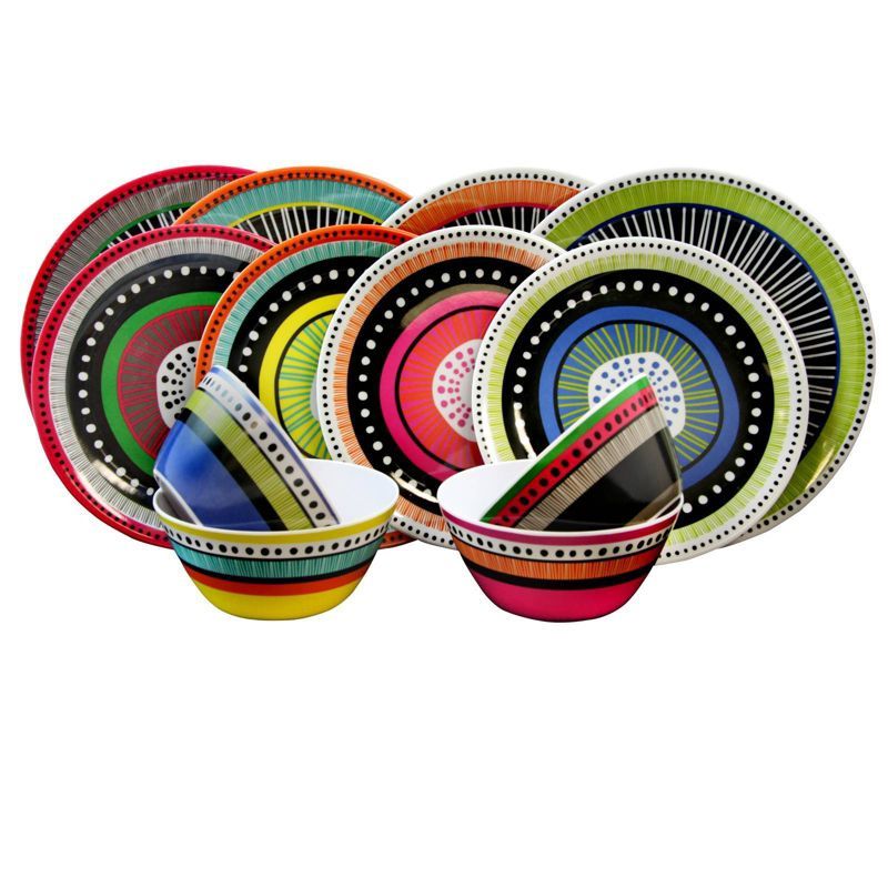 Almira Multicolor Melamine 12-Piece Dinnerware Set