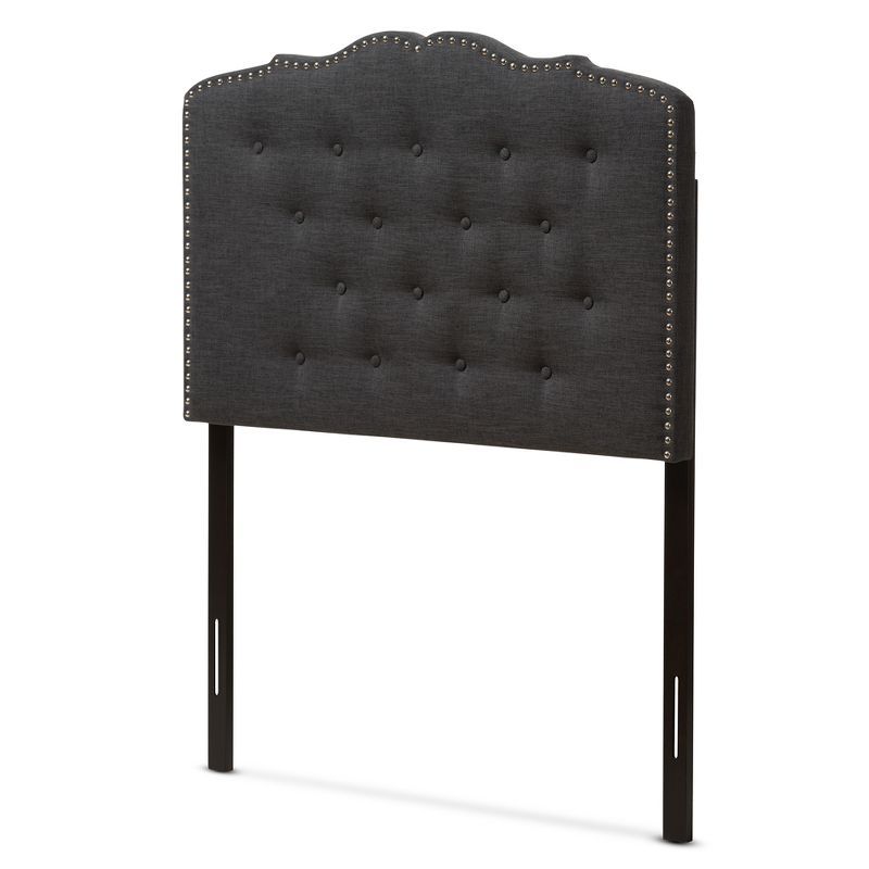 Dark Gray Tufted King Upholstered Headboard with Nailhead Trim