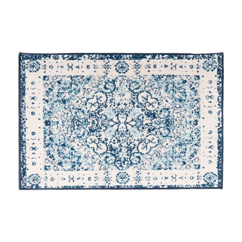 Bohemian Blue Distressed Medallion 2' x 3' Synthetic Area Rug