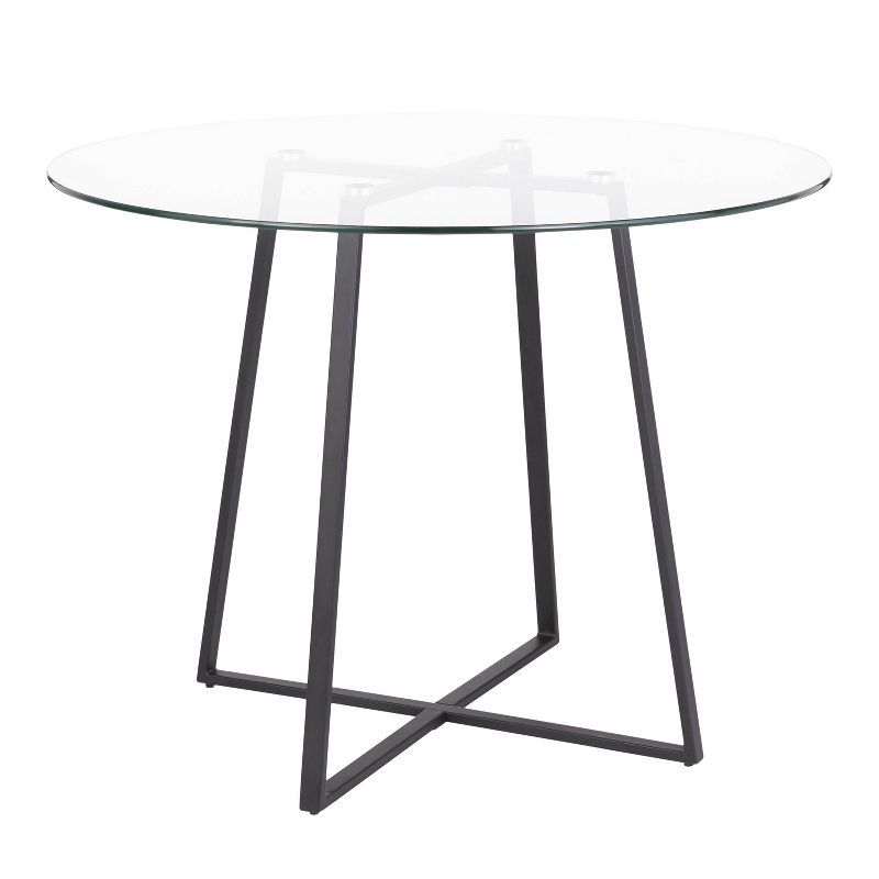 Cosmo 40" Round Black Metal and Glass Dining Table