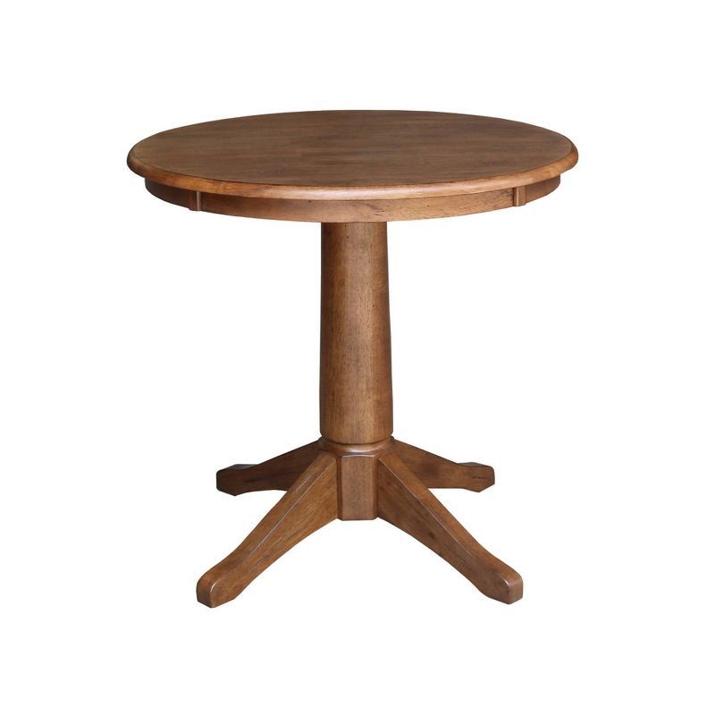 Distressed Oak 30" Round Solid Wood Pedestal Dining Table