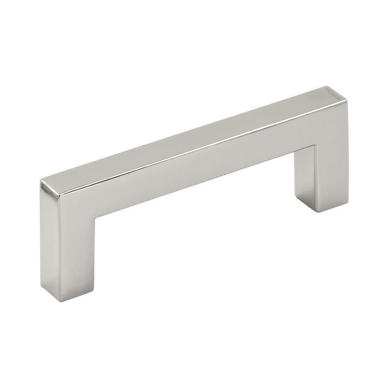 Polished Nickel Modern Rectangular Bar Cabinet Pull with Mounting Hardware