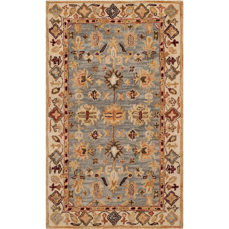 Hand-Tufted Elegance Blue Wool Rectangular Area Rug, 3' x 5'