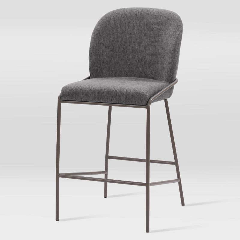 Blakeley Dark Grey Soft Fabric & Iron Counter Height Barstool