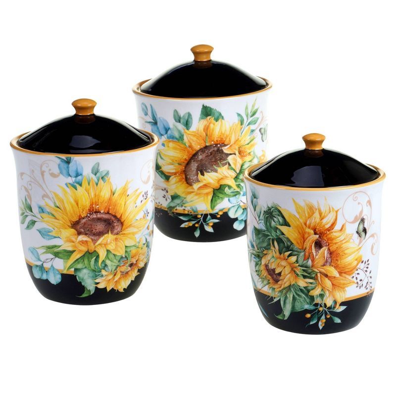 Sunflower Fields Multicolor Ceramic Canister Set