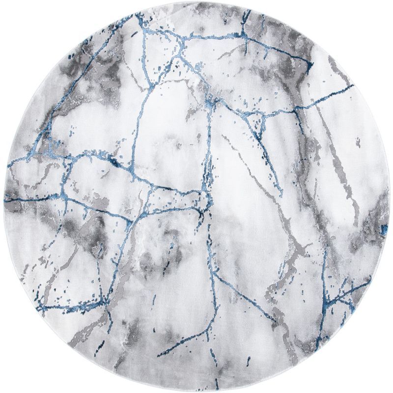 Safavieh 8' Round Gray and Blue Abstract Area Rug