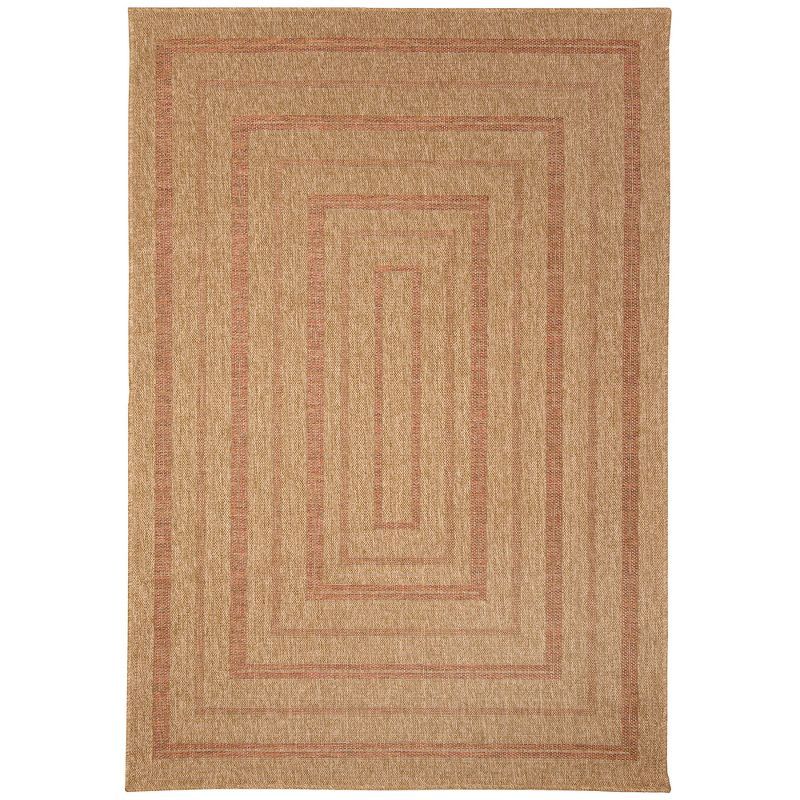 Terracotta Multi-Border Flatwoven Synthetic Rug, 3'3" x 4'11"