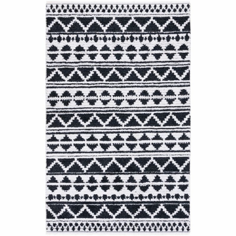 Augustine Black and Ivory Flat Woven Synthetic Area Rug