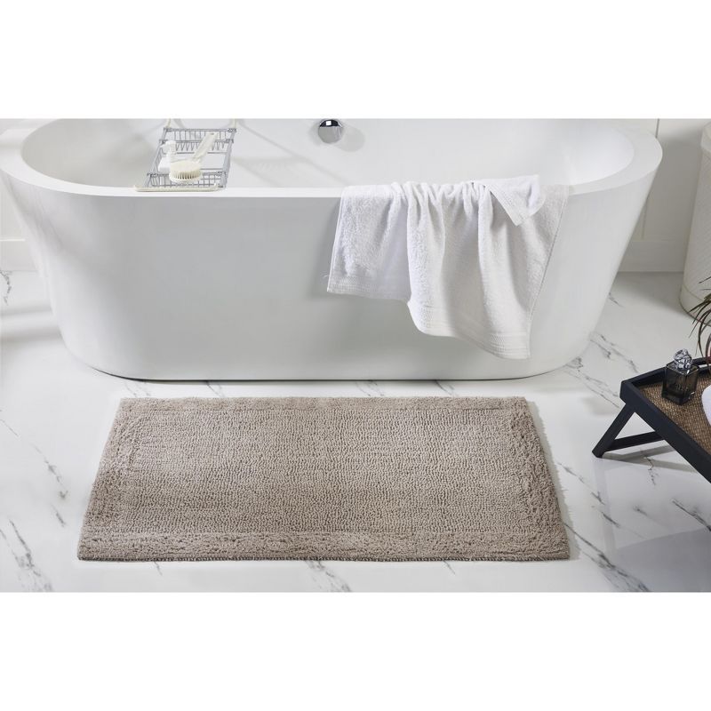 Beige Cotton Tufted Reversible Bath Rug 24" x 40"