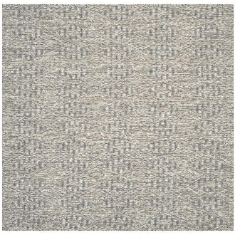 Gray Geometric Low Pile Square Indoor/Outdoor Area Rug