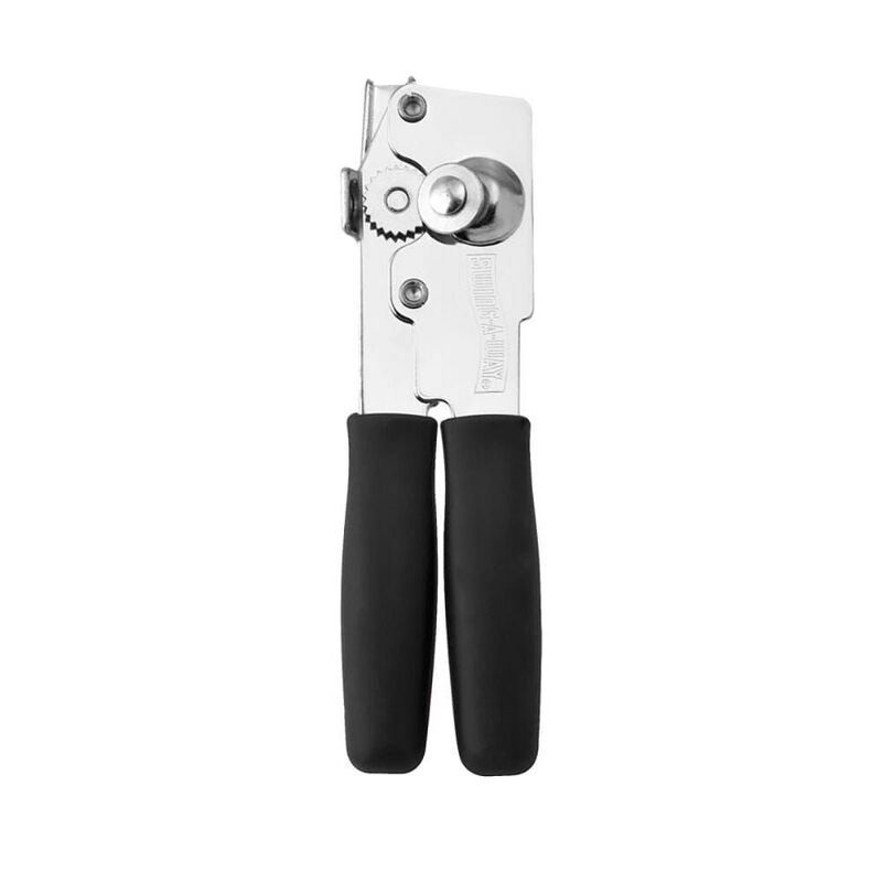 Compact Black Steel Can Opener with Ergonomic Handle