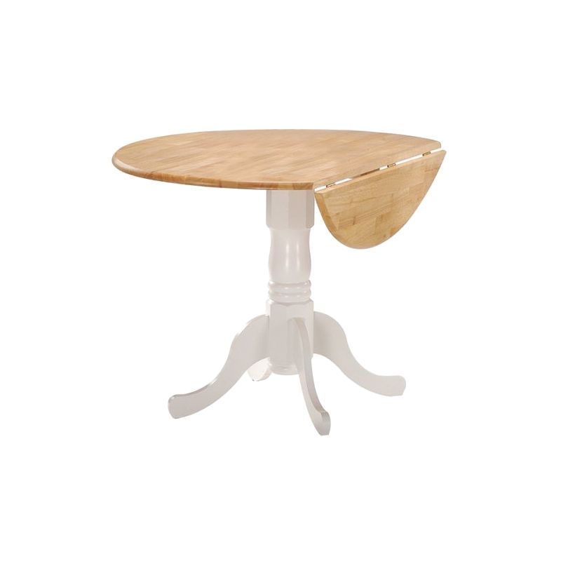 Cottage Charm Off-White Round Wood Extendable Dining Table