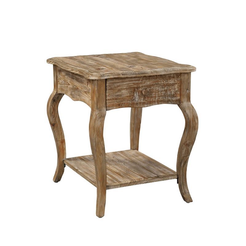 Rustic Driftwood Reclaimed Wood End Table with Storage