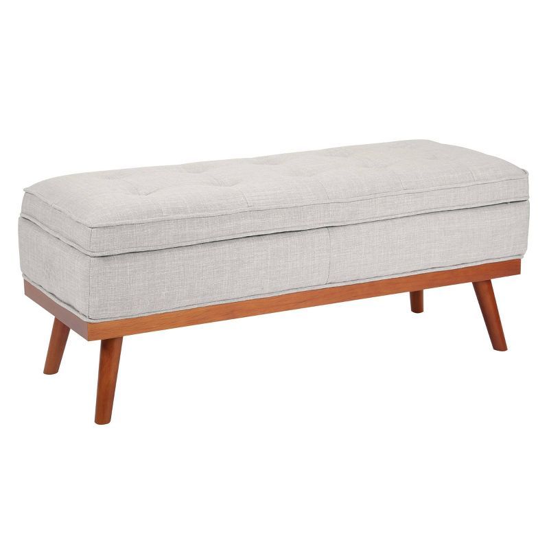 Katheryn Mid-Century Modern Grey Fabric Storage Bench