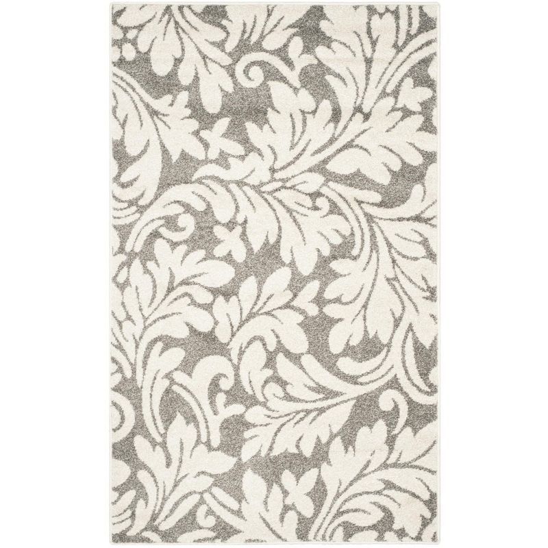 Elysian Dark Grey & Beige Floral Synthetic 3' x 5' Area Rug