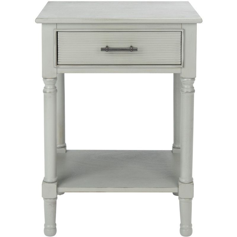 Distressed Grey Wood 1-Drawer Accent Table with Shelf