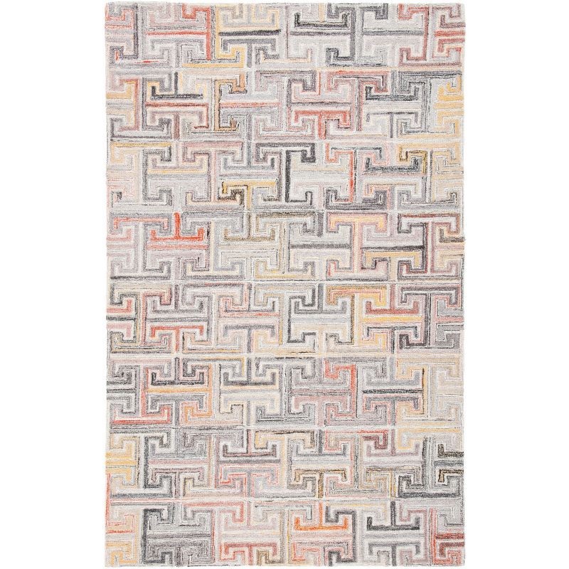 Gray and Rust Hand-Tufted Wool Area Rug