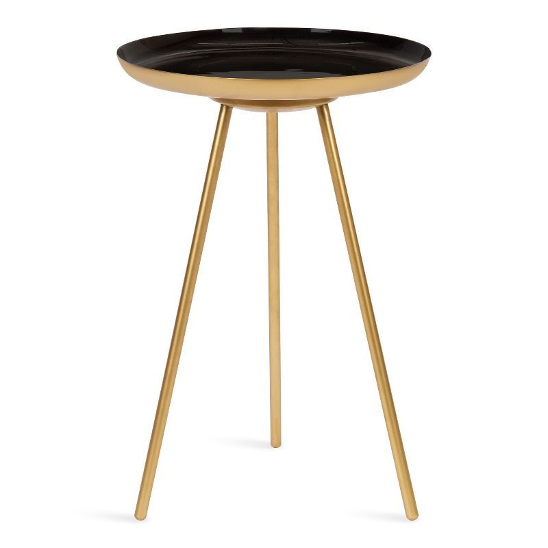 Laranya Black and Gold Metal Round Side Table, 15x22.5