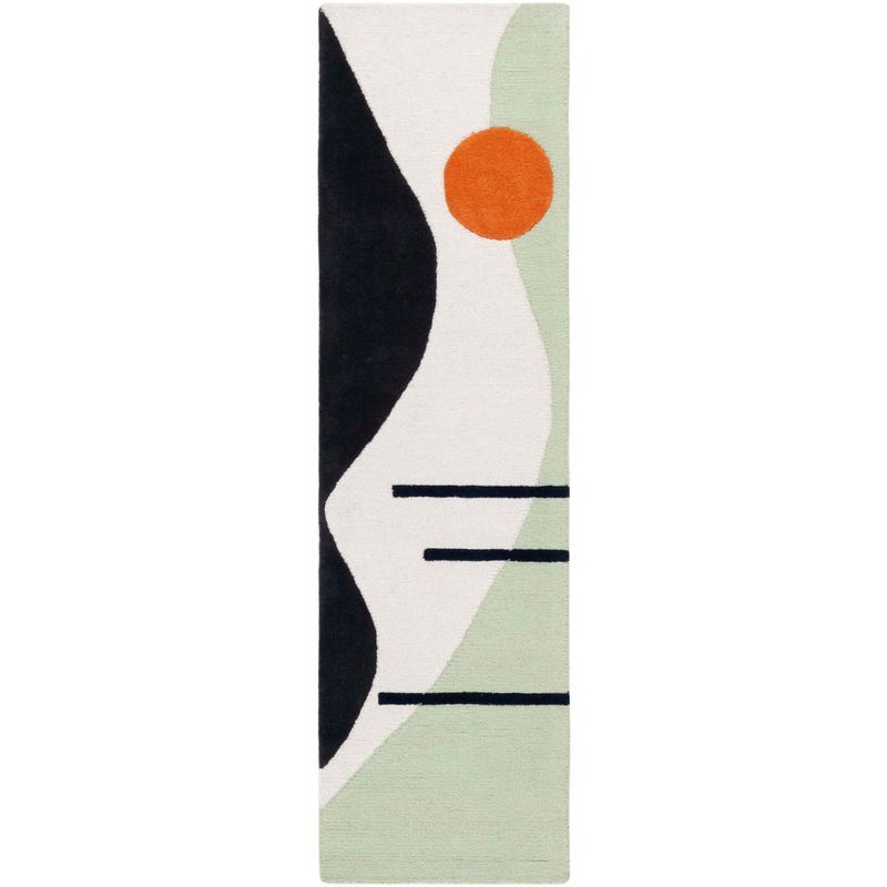 Rodeo Drive Green and Black Wool Hand-Tufted Runner Rug